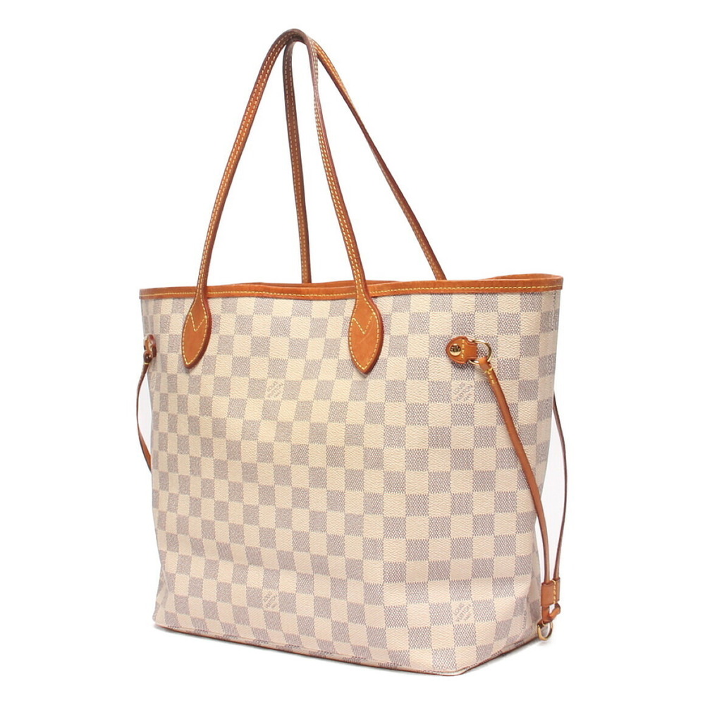 Louis Vuitton Neverfull Tote Bag White Damier Azur